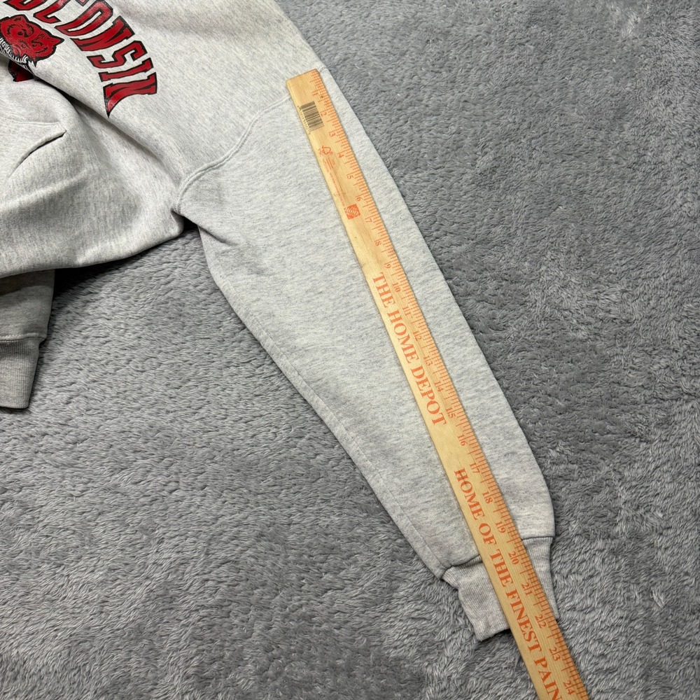 Vintage Wisconsin Badgers Hoodie Mens L Gray Sweatshirt Football Bucky 90s USA - Picture 11 of 12
